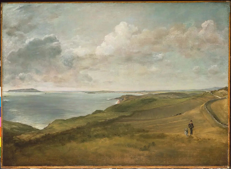 Weymouthin lahti Osmington Millsin yläpuolella sijaitsevilta Downsilta - John Constable