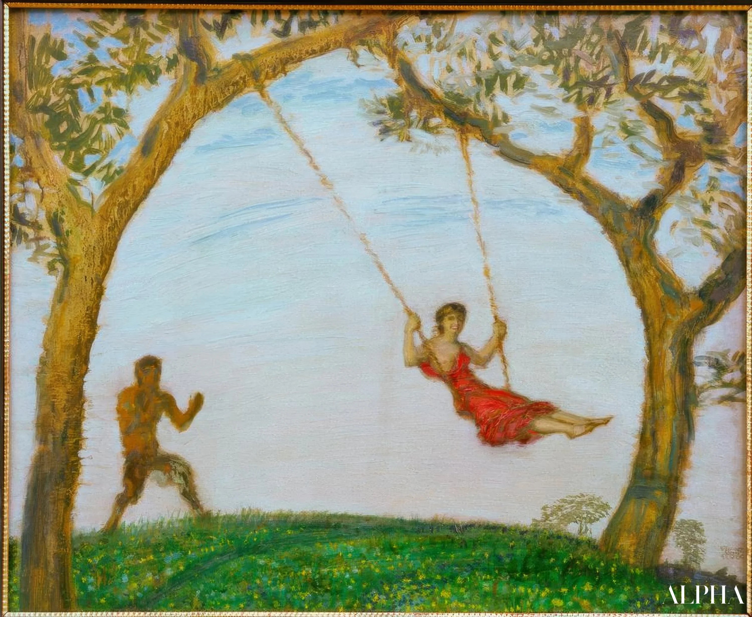 Reproduction du tableau « La Balançoire - Franz von stuck » par Alpha Reproduction en peinture à l’huile