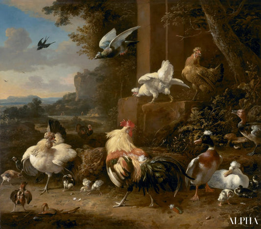 La basse-cour - Melchior d'Hondecoeter - Reproductions de tableaux et peintures haut de gamme