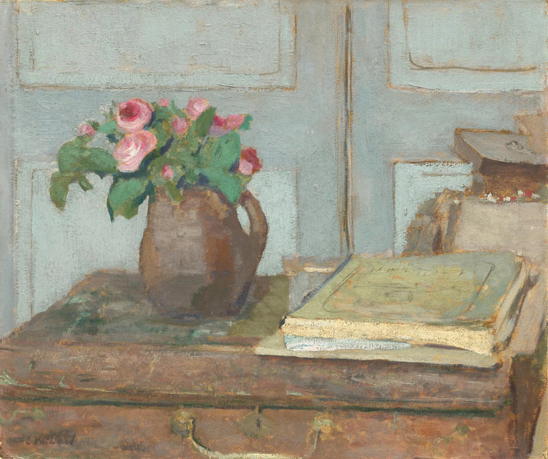 Taiteilijan maalauslaatikko ja vaahtomuoviset ruusut - Édouard Vuillard