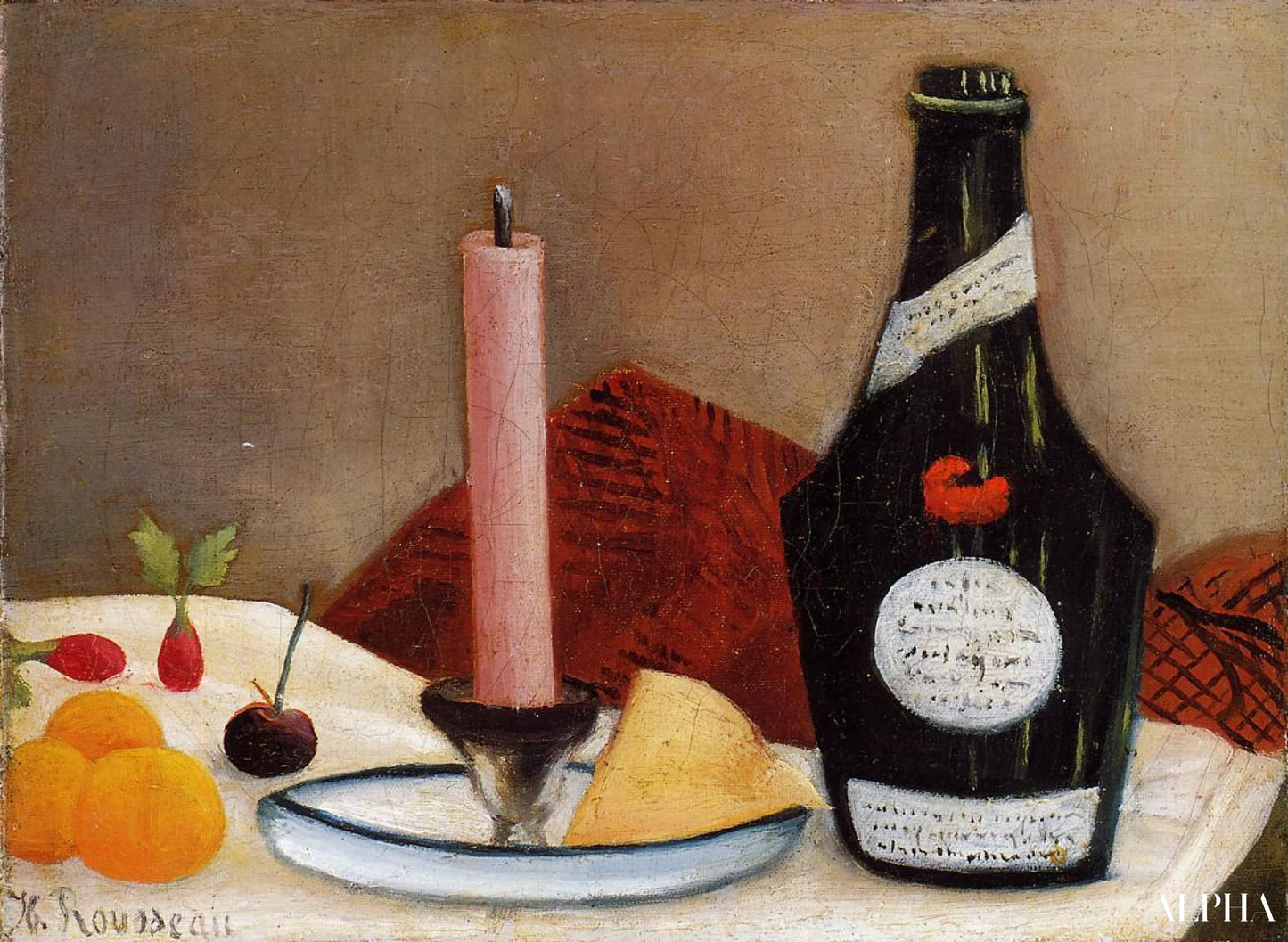 Vaaleanpunainen kynttilä - Henri Rousseau - Korkealaatuiset taulujen ja maalauksien reproduktiot
