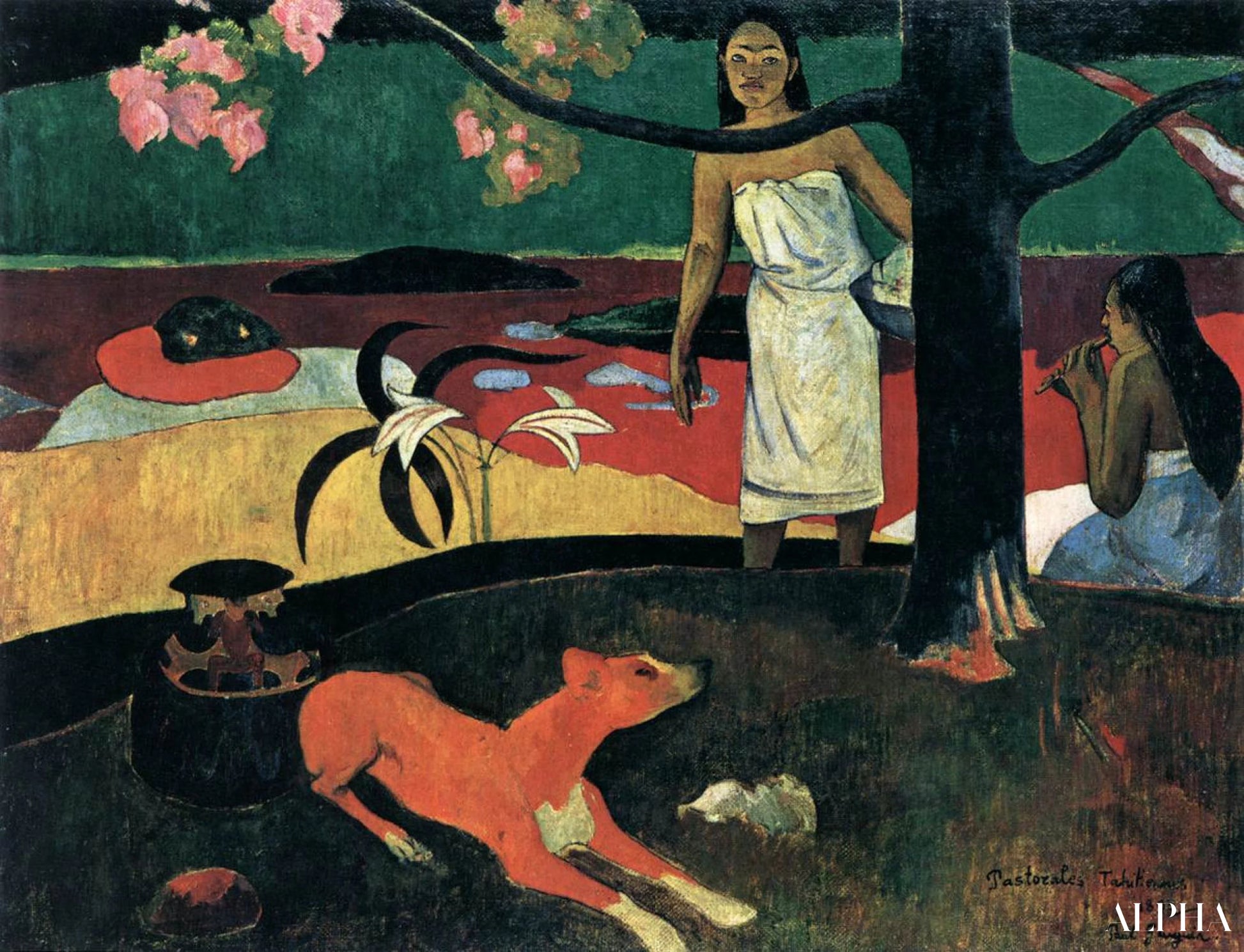 Tahiti-laulu paimenista - Paul Gauguin - Korkealaatuiset taulujen ja maalauksien reproduktiot