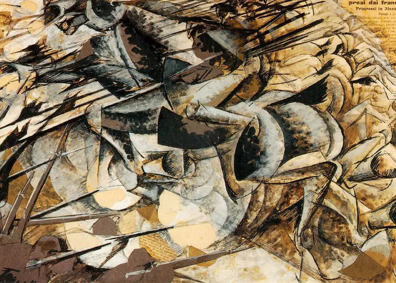 Lännen ratsuväen hyökkäys - Umberto Boccioni