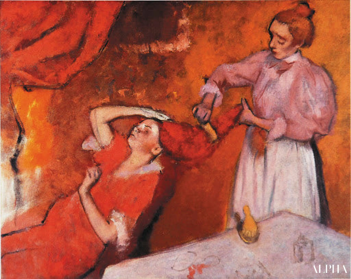 La Coiffure - Edgar Degas - Korkealaatuiset taulujen ja maalauksien reproduktiot