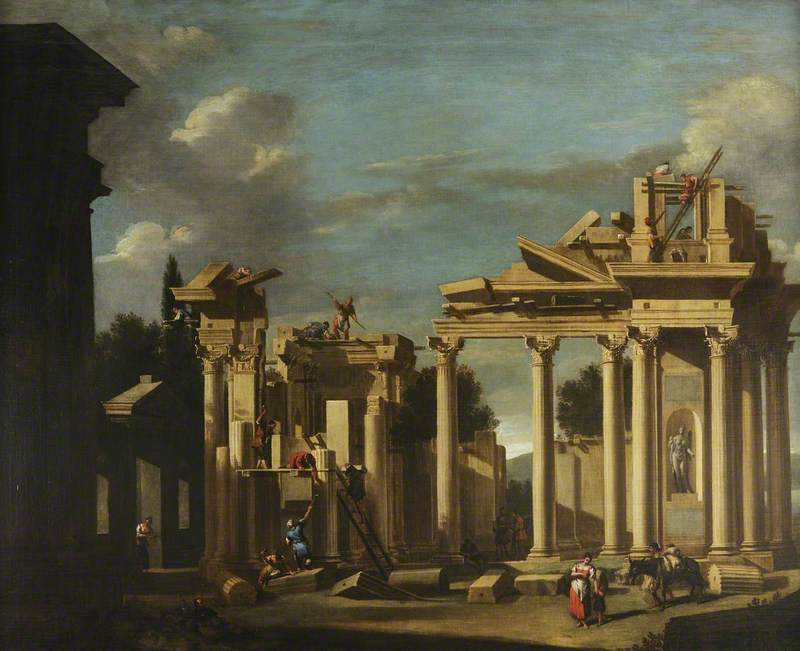 Klassisen temppelin rakentaminen maisemassa - Sebastiano Ricci