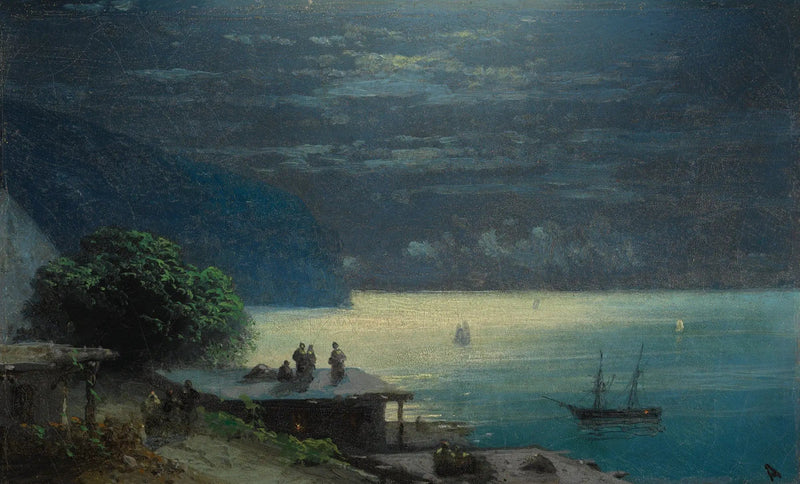 Krimvuoriston rannikko kuutamossa - Ivan Aïvazovski