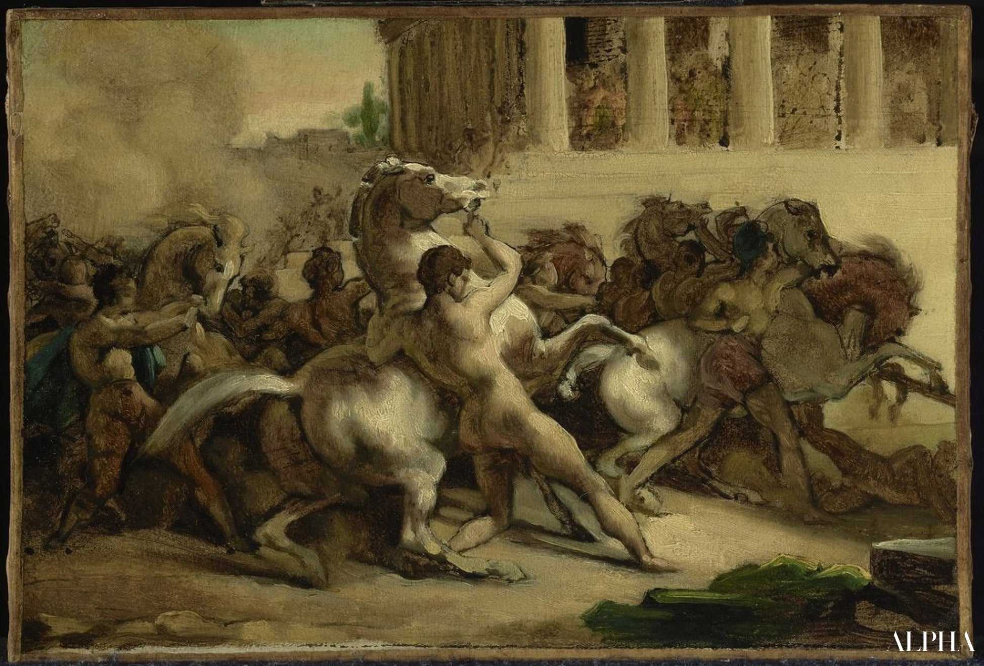 "Hevosten kilpailu ilman ratsastajaa - Théodore Géricault - Korkealaatuiset taulujen ja maalauksien reproduktiot"