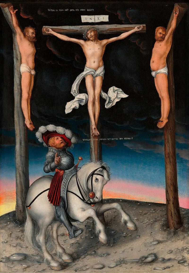 Ristiinnaulitseminen ja sadanpäällikön kääntyminen - Lucas Cranach vanhempi