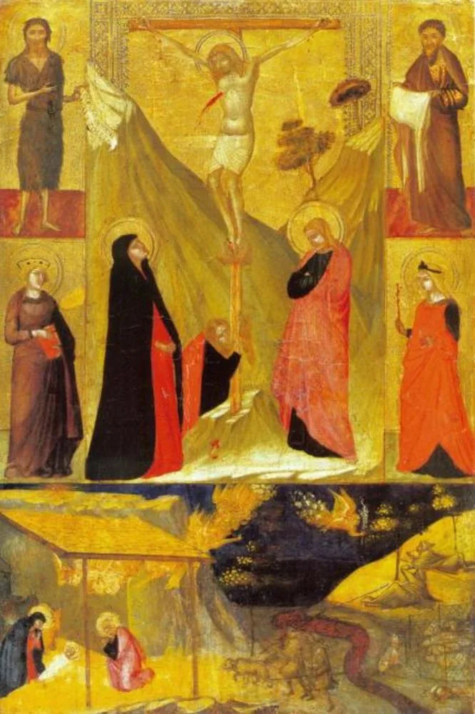 Ristiinnaulitseminen, syntymä ja pyhät - Ambrogio Lorenzetti