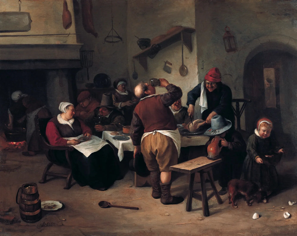 La cuisine grasse - Jan Steen image 1 copie de tableau peinte à la main