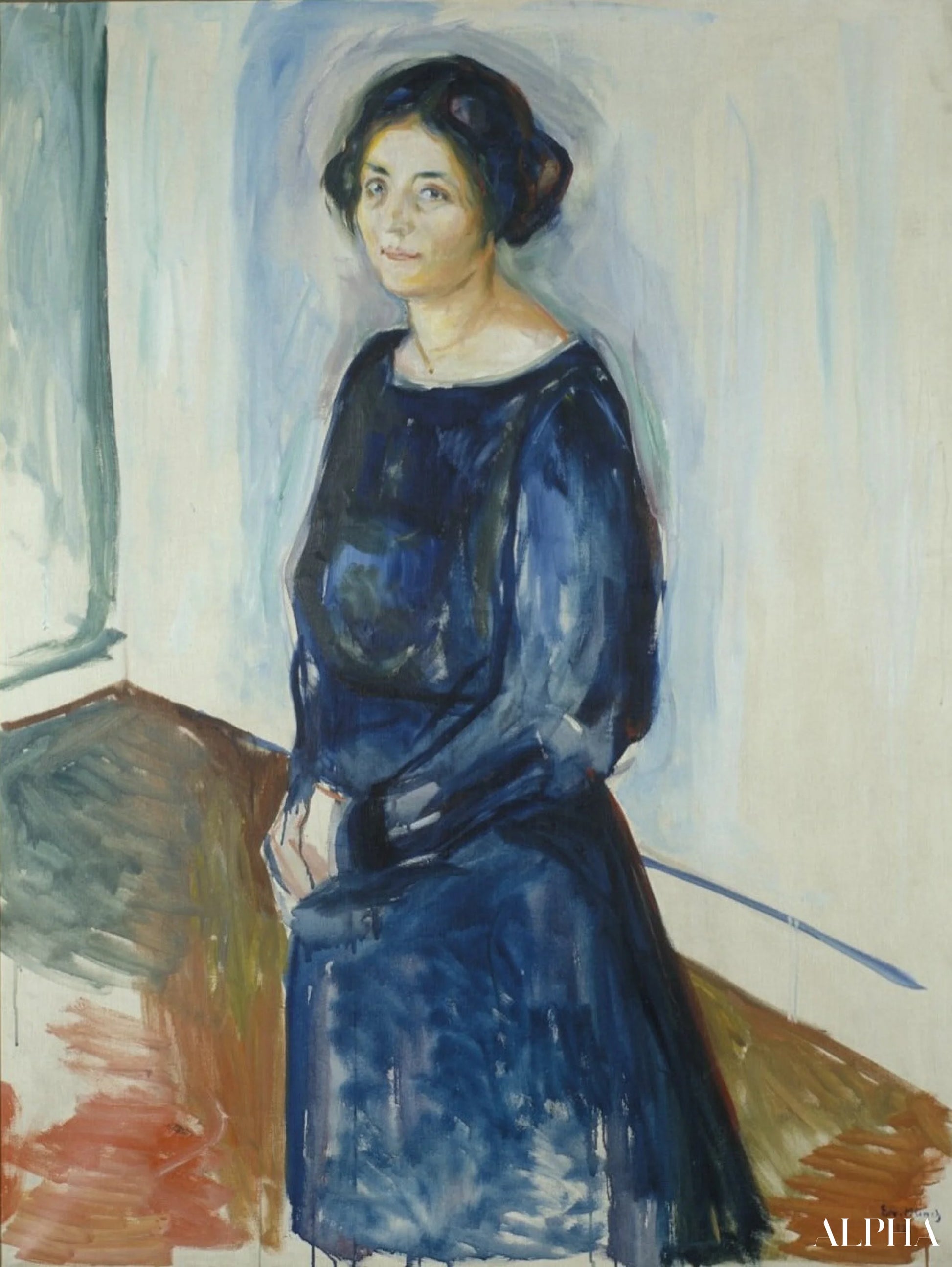 Sinisessä oleva nainen - Edvard Munch - Korkealaatuiset taulujen ja maalauksien reproduktiot