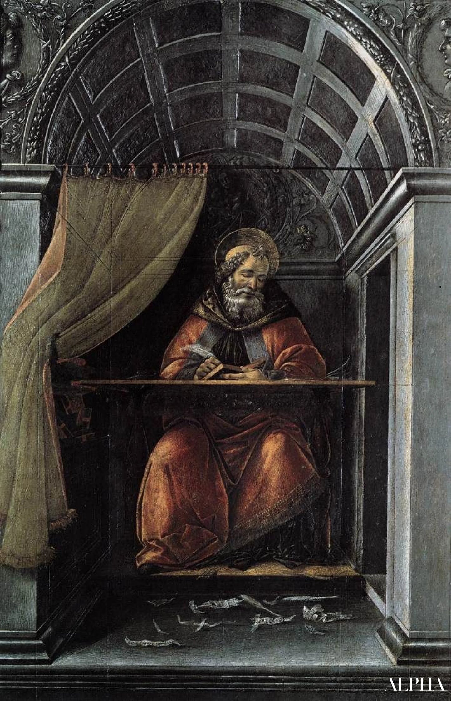 Pyhän Hieronymuksen viimeinen ehtoollinen - Sandro Botticelli - Korkealaatuiset taulujen ja maalauksien reproduktiot