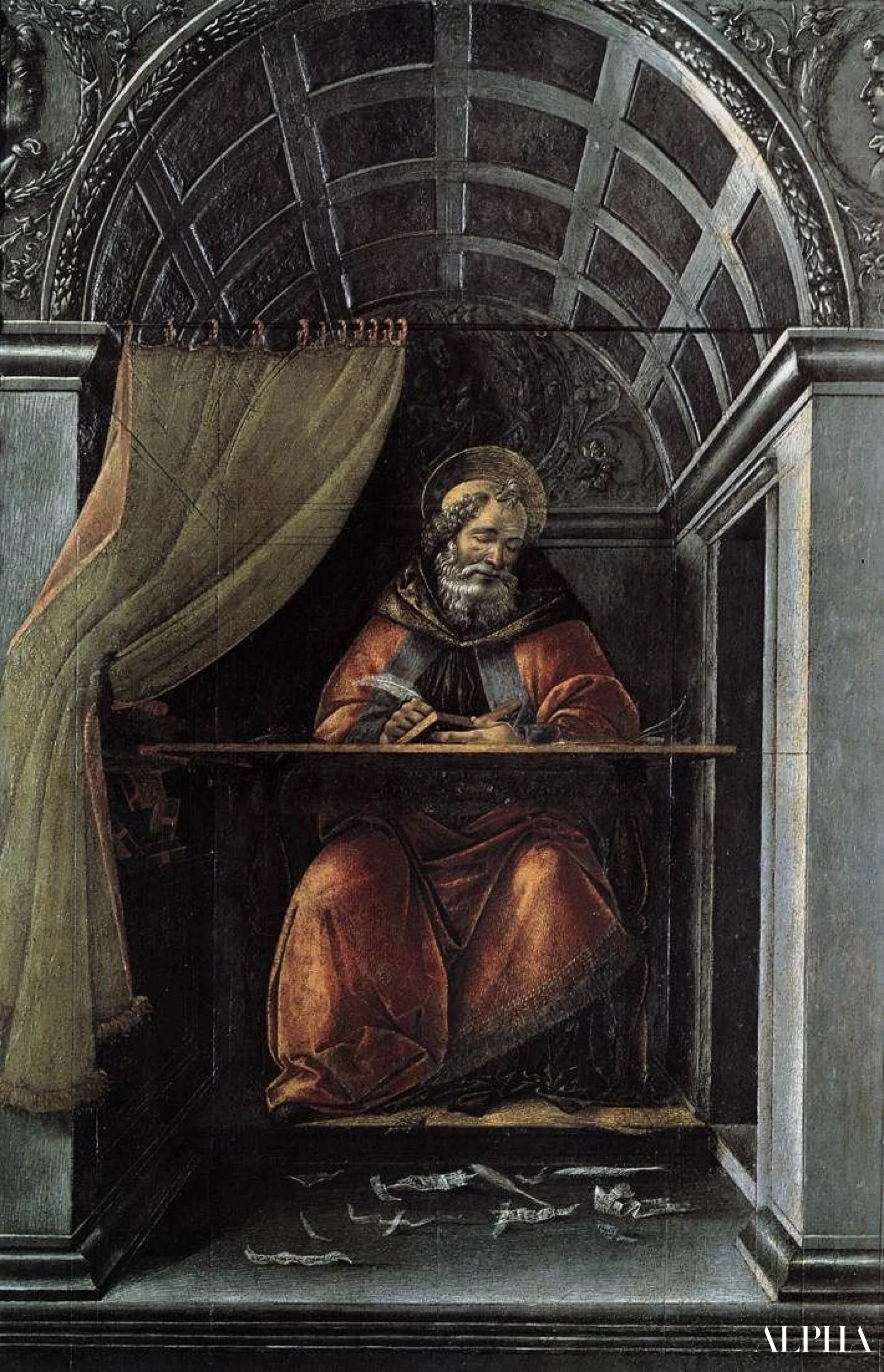 Pyhän Hieronymuksen viimeinen ehtoollinen - Sandro Botticelli - Korkealaatuiset taulujen ja maalauksien reproduktiot