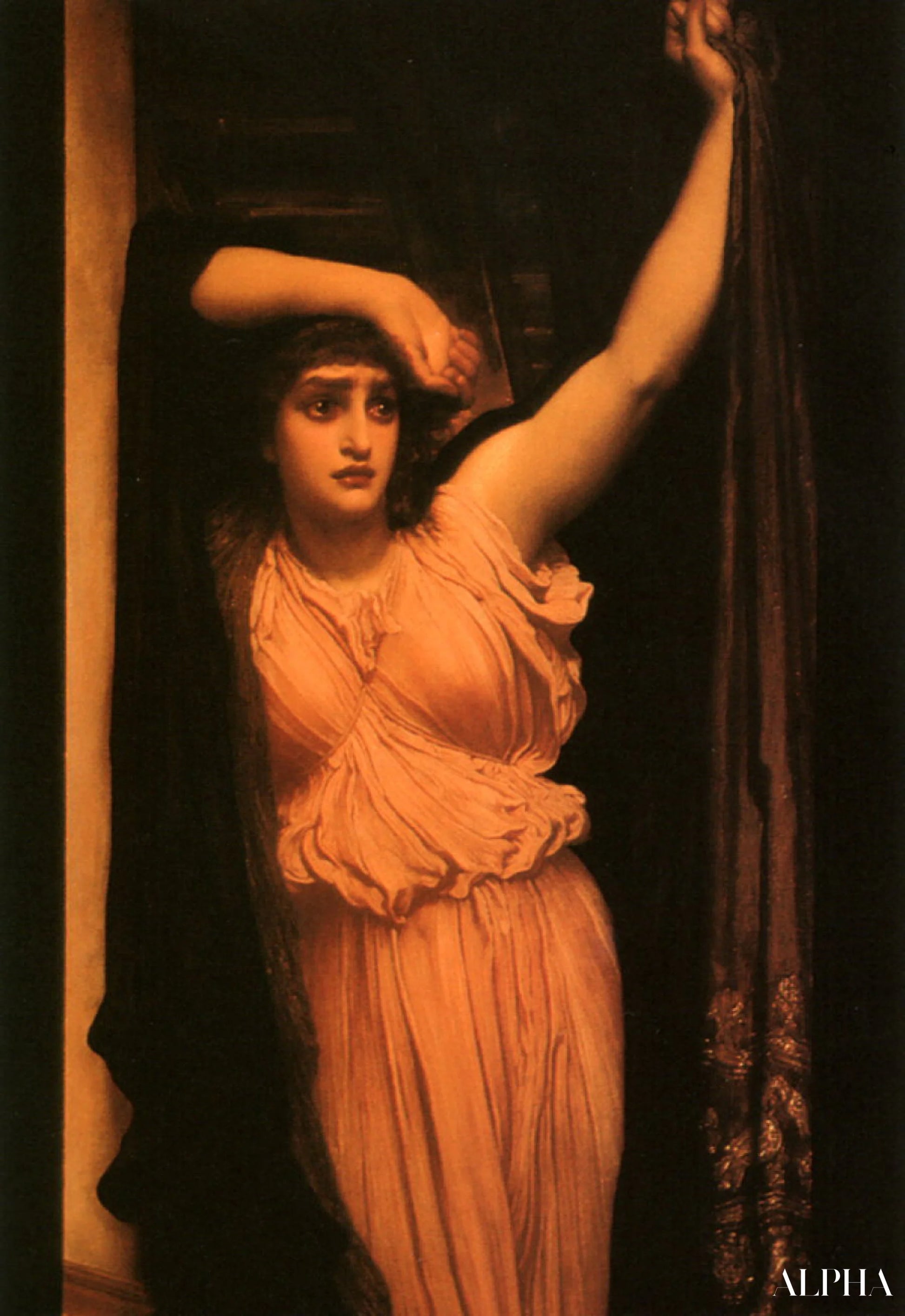 Sankarin viimeinen kello - Frederic Leighton - Taulujen ja korkealaatuisten maalauksien reproduktiot