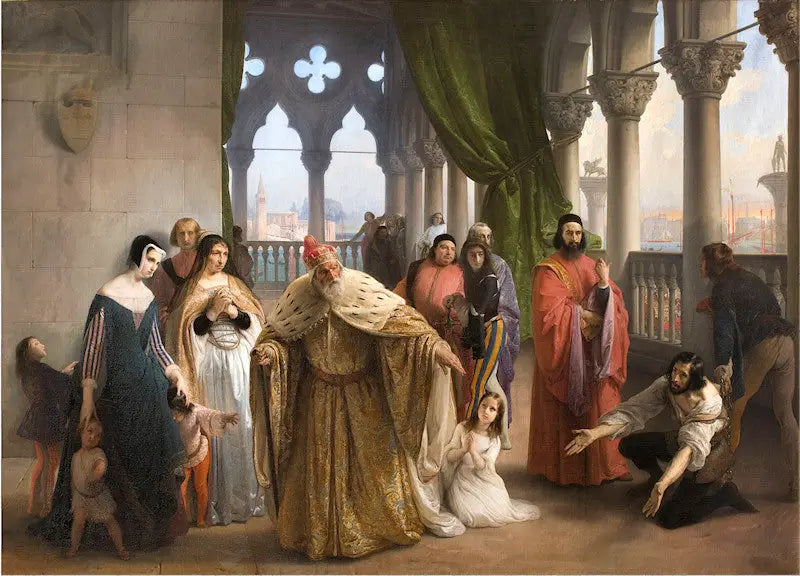 Viimeinen kohtaaminen Jacopo Foscarin ja hänen perheensä välillä ennen hänen maanpaossaansa - Francesco Hayez