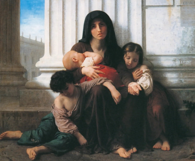 Köyhä perhe (vähennys) - Bouguereau