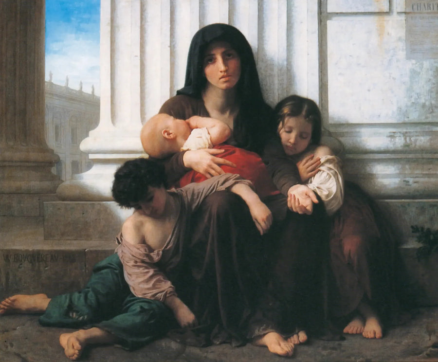 Köyhä perhe (vähennys) - Bouguereau
