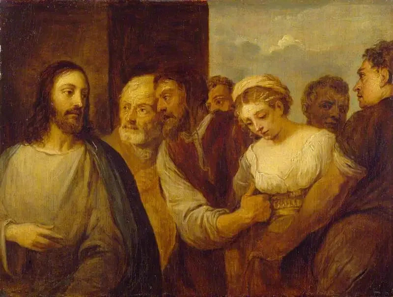 La Femme adulterer (kopio Titienin mukaan) - David Teniers nuorempi