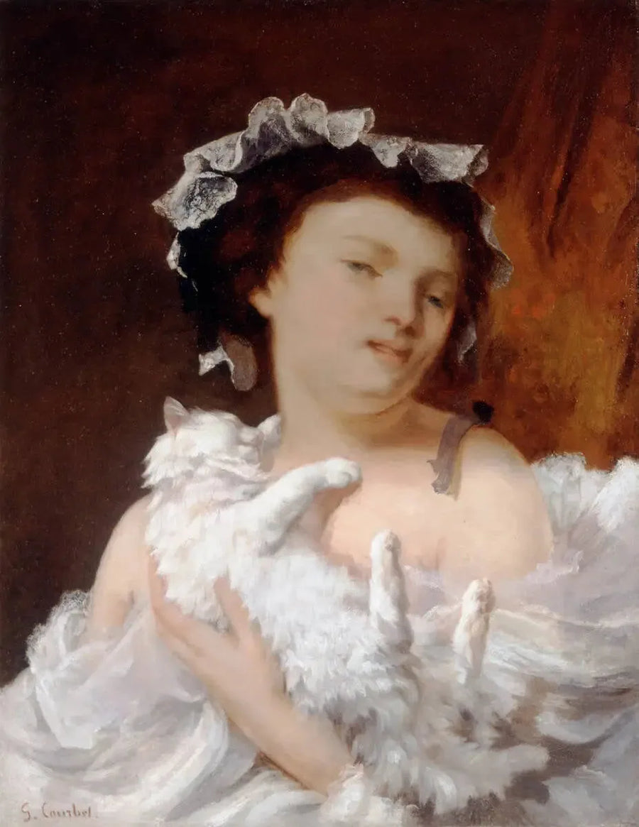 Nainen kissan kanssa - Gustave Courbet