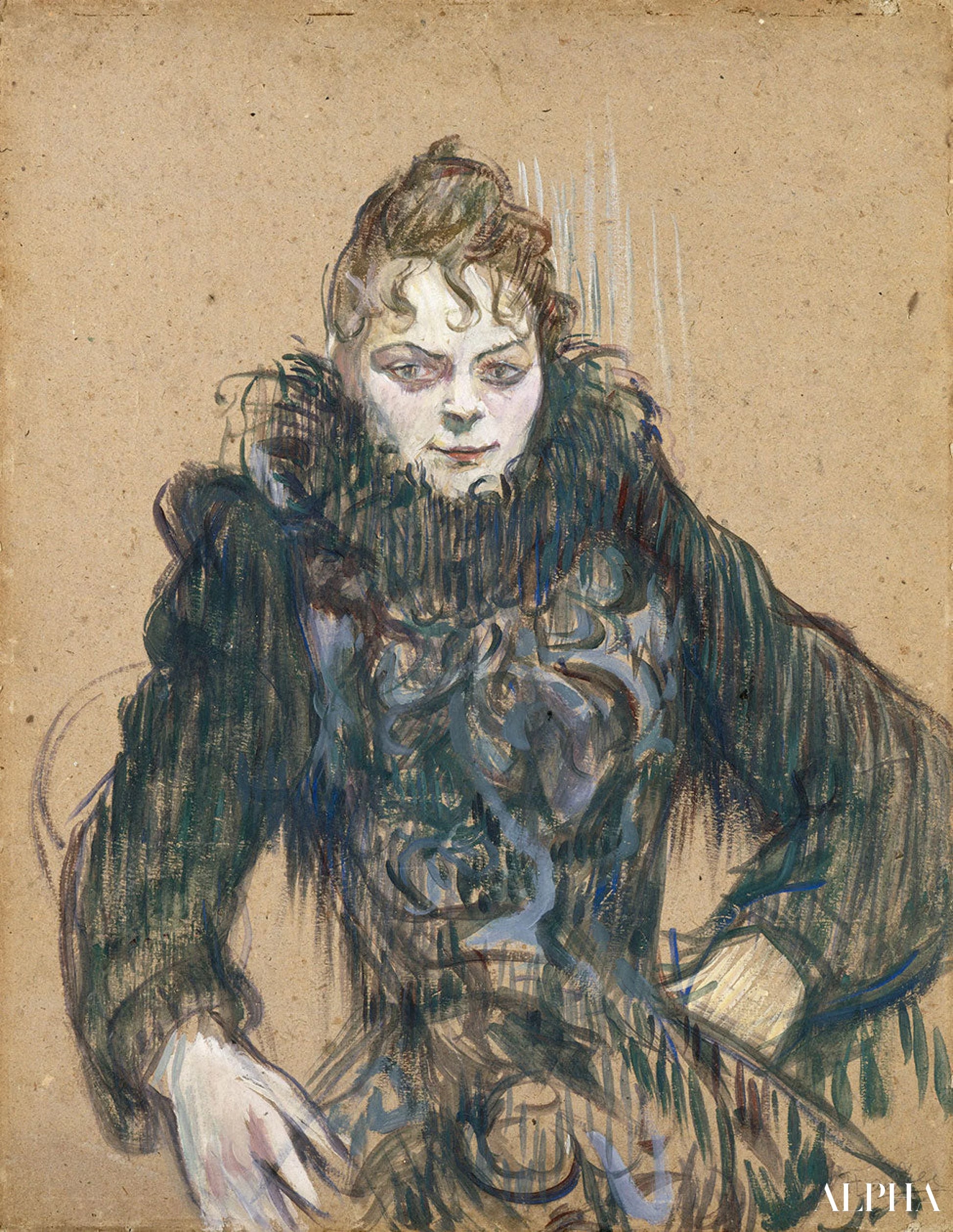 Nainen mustassa boa - Toulouse Lautrec - Korkealaatuiset taulujen ja maalauksien reproduktiot