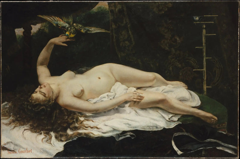 Nainen papukaijan kanssa - Gustave Courbet