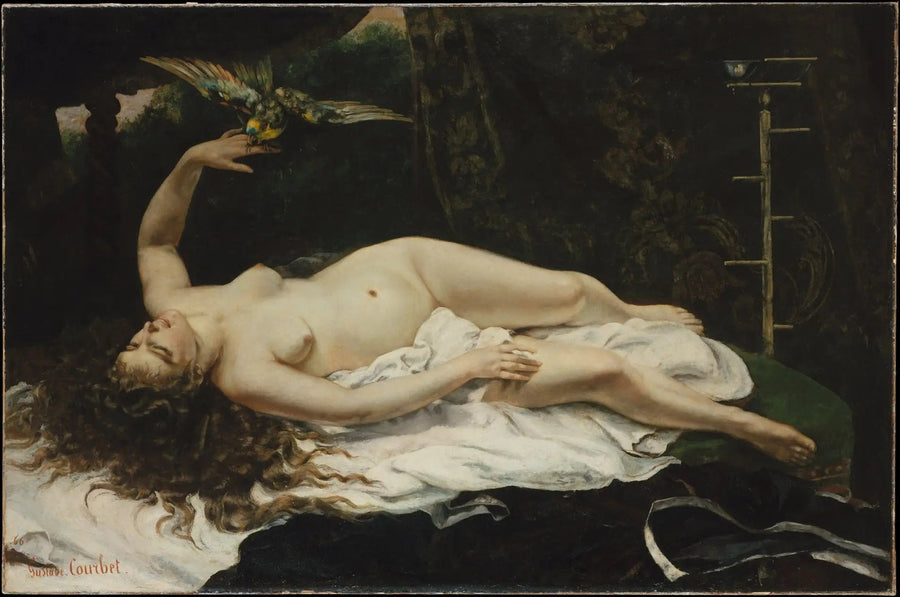 Nainen papukaijan kanssa - Gustave Courbet