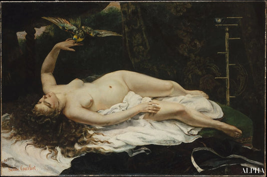La Femme au perroquet - Gustave Courbet - Reproductions de tableaux et peintures haut de gamme