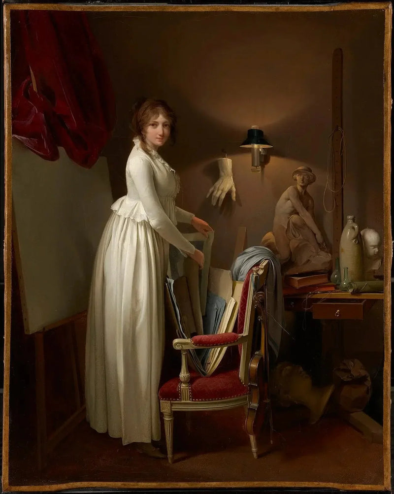Taiteilijan vaimo hänen ateljeessaan - Louis-Léopold Boilly