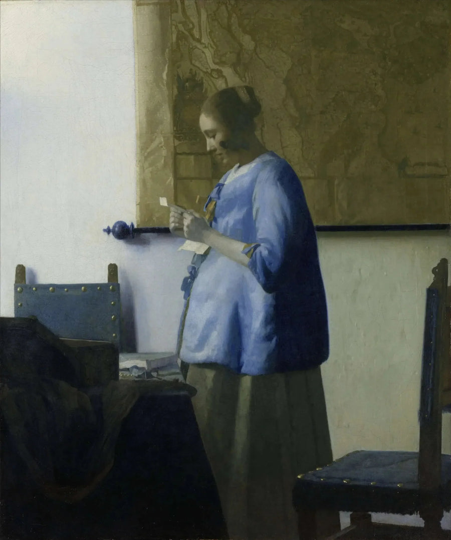Sinisessä puvussa oleva nainen lukemassa kirjettä - Johannes Vermeer