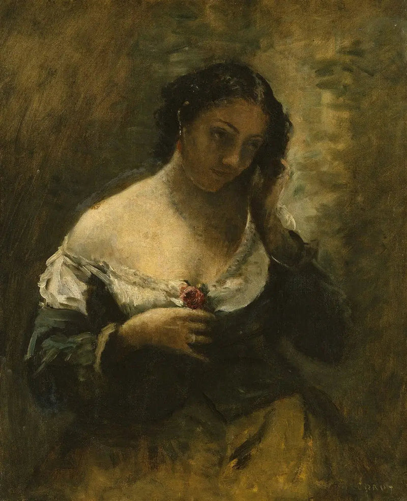 Ruusupäinen tyttö - Jean-Baptiste Camille Corot
