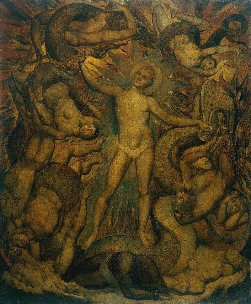 Nelsonin henkinen muoto ohjaamassa Leviathania - William Blake