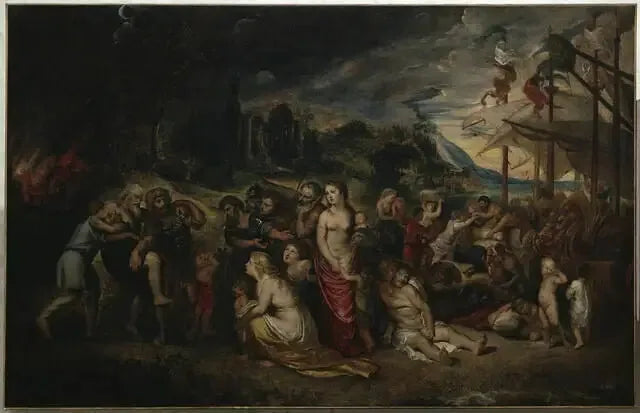 Aeneas'n pakore Troijan tulipalon jälkeen - Peter Paul Rubens