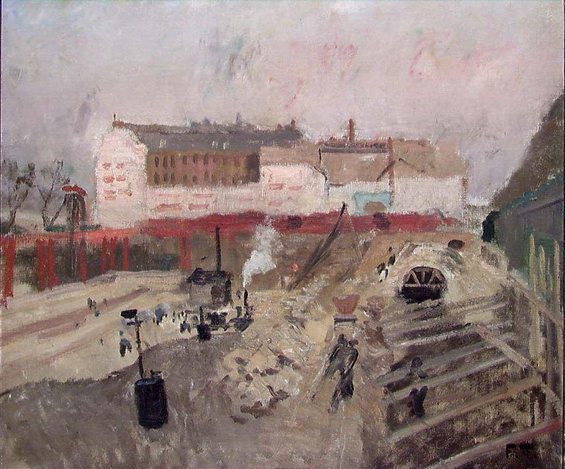 Orléansin ja Pariisin välinen rautatieasema on rakenteilla - Frits Thaulow