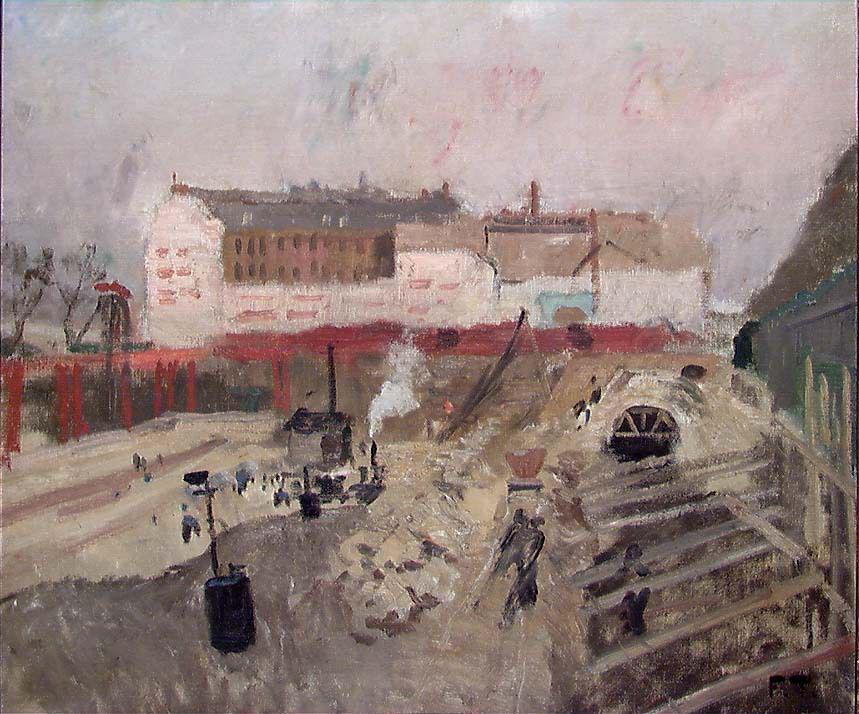 Orléansin ja Pariisin välinen rautatieasema on rakenteilla - Frits Thaulow