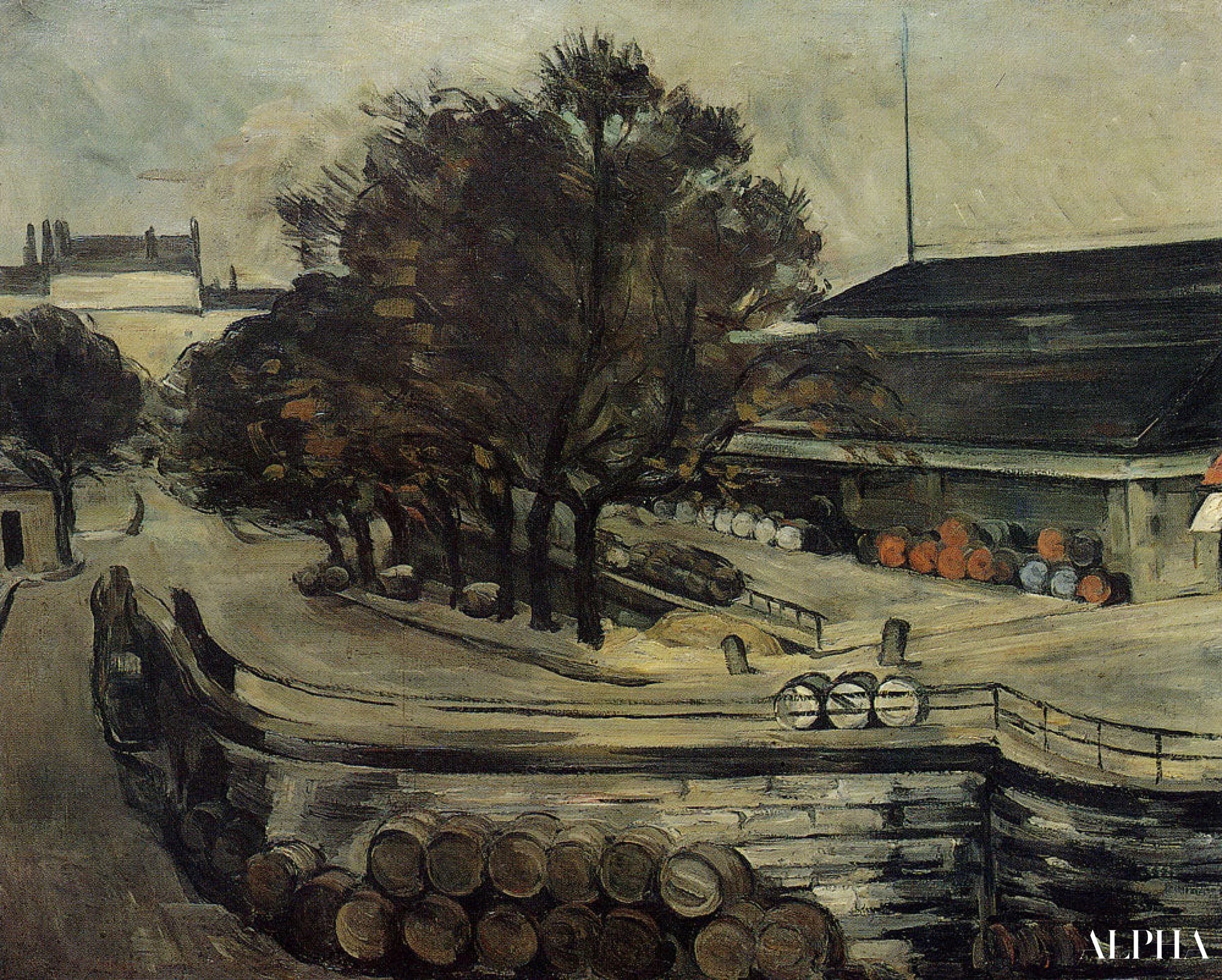 La Halle aux Vins, näkymä rue de Jussieu - Paul Cézanne - Taulujen ja korkealaatuisten maalauksien reproduktiot