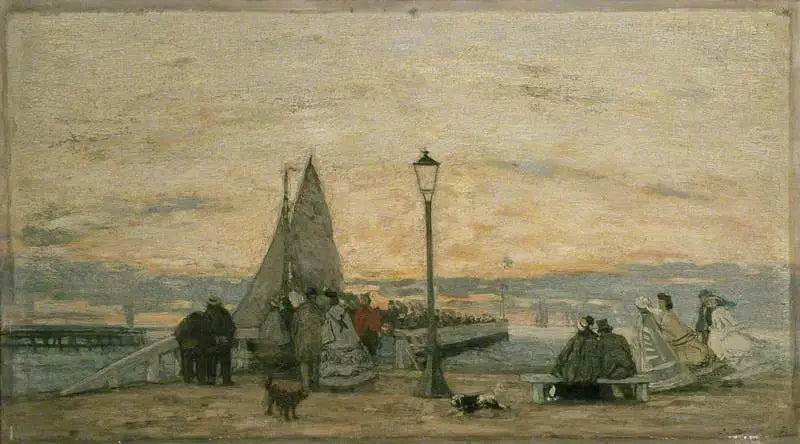 Trouvillen laituri: Auringonlasku - Eugène Boudin