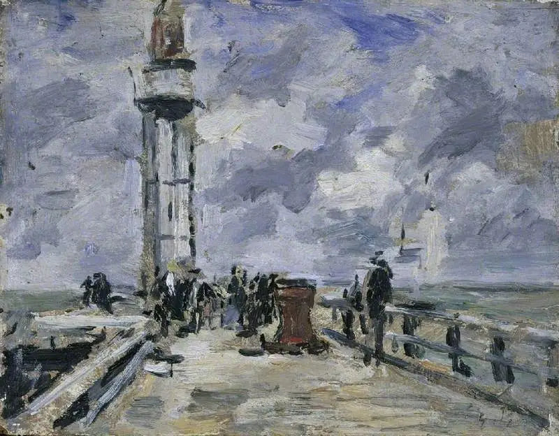 Honfleurin laituri ja majakka - Eugène Boudin