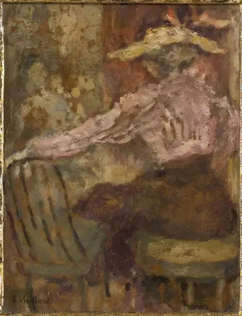 Nuori nainen vaaleanpunaisessa puserossa - Édouard Vuillard
