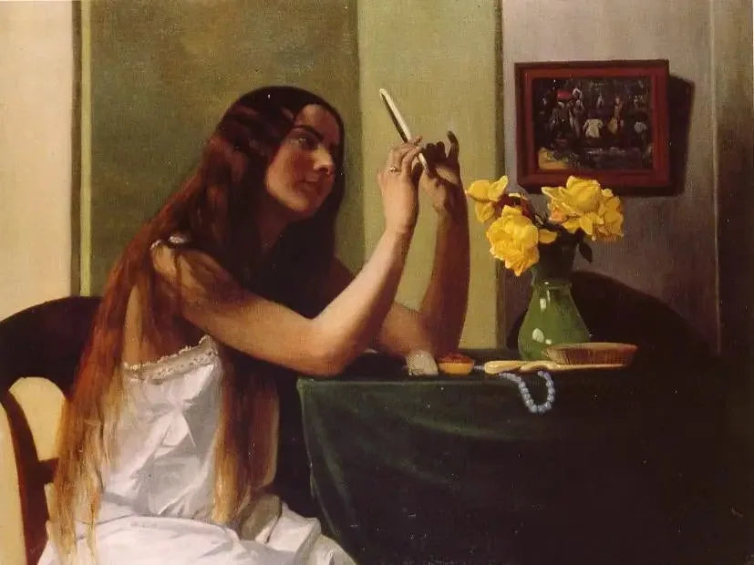 Nuori tyttö peilissä - Félix Vallotton