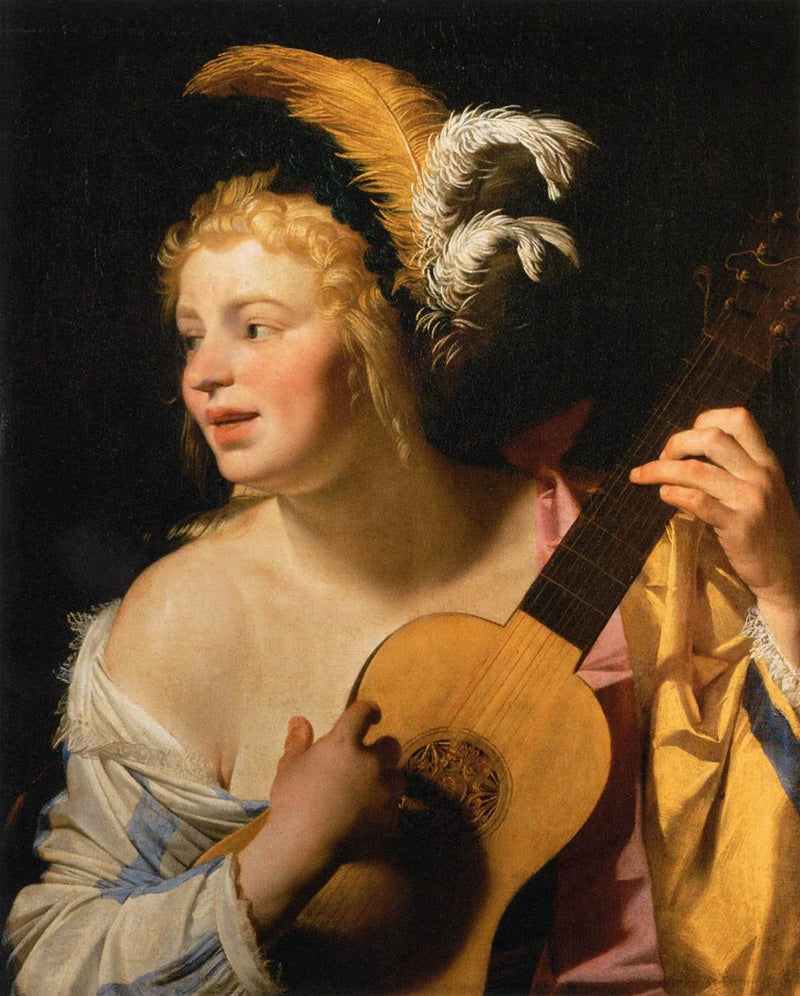Kitaransoitin nainen - Gerrit van Honthorst
