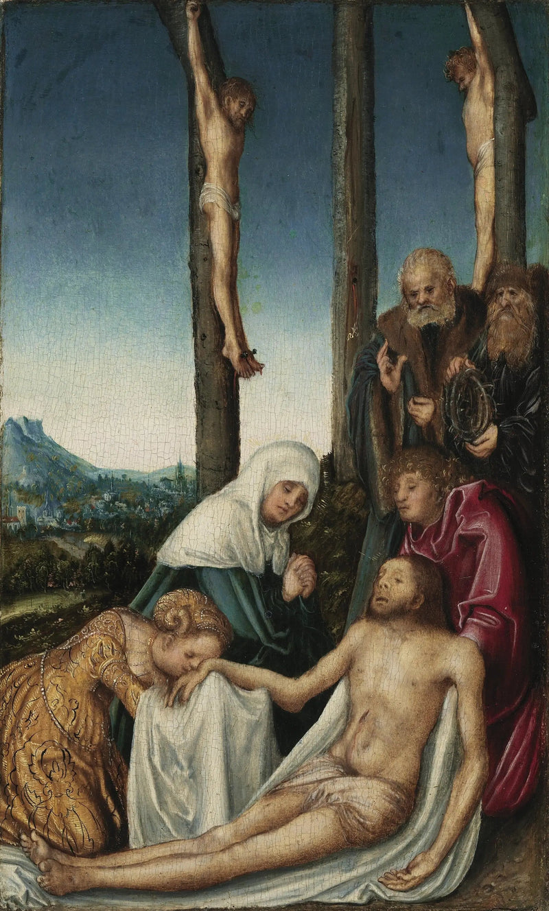 La Lamentation avec les deux brigands crucifiés - Lucas Cranach vanhempi