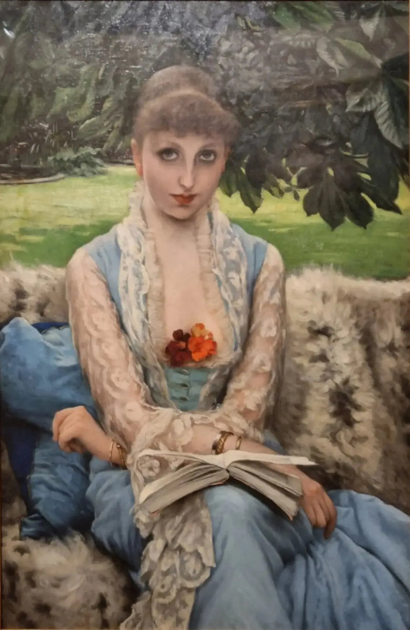 Lukeminen puistossa - James Tissot