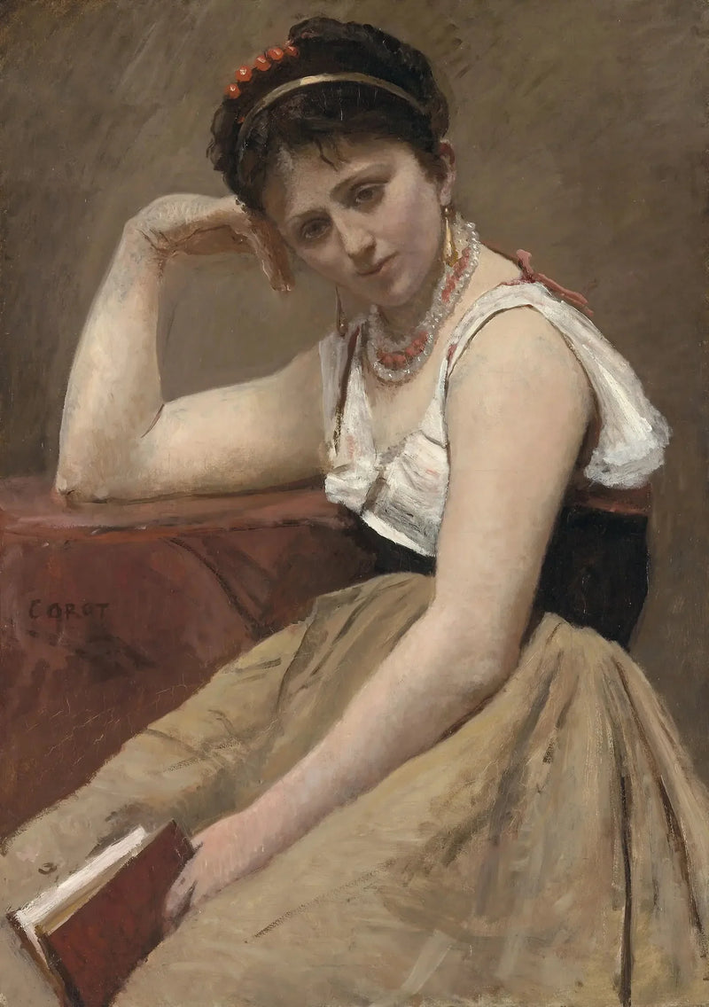Keskeytetty lukeminen - Jean-Baptiste Camille Corot