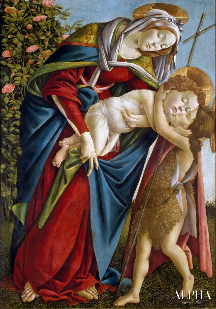 La Madone avec l'enfant et le garçon Jean - Sandro Botticelli - Reproductions de tableaux et peintures haut de gamme