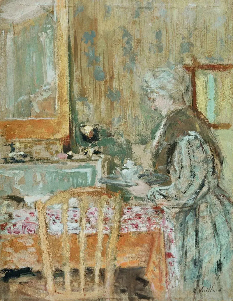 Taiteilijan äiti teetä tarjoilemassa - Édouard Vuillard