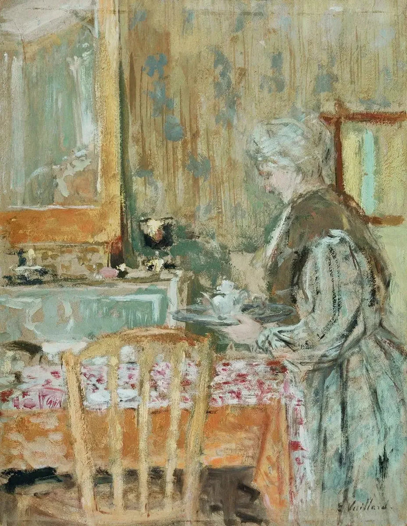 Taiteilijan äiti teetä tarjoilemassa - Édouard Vuillard