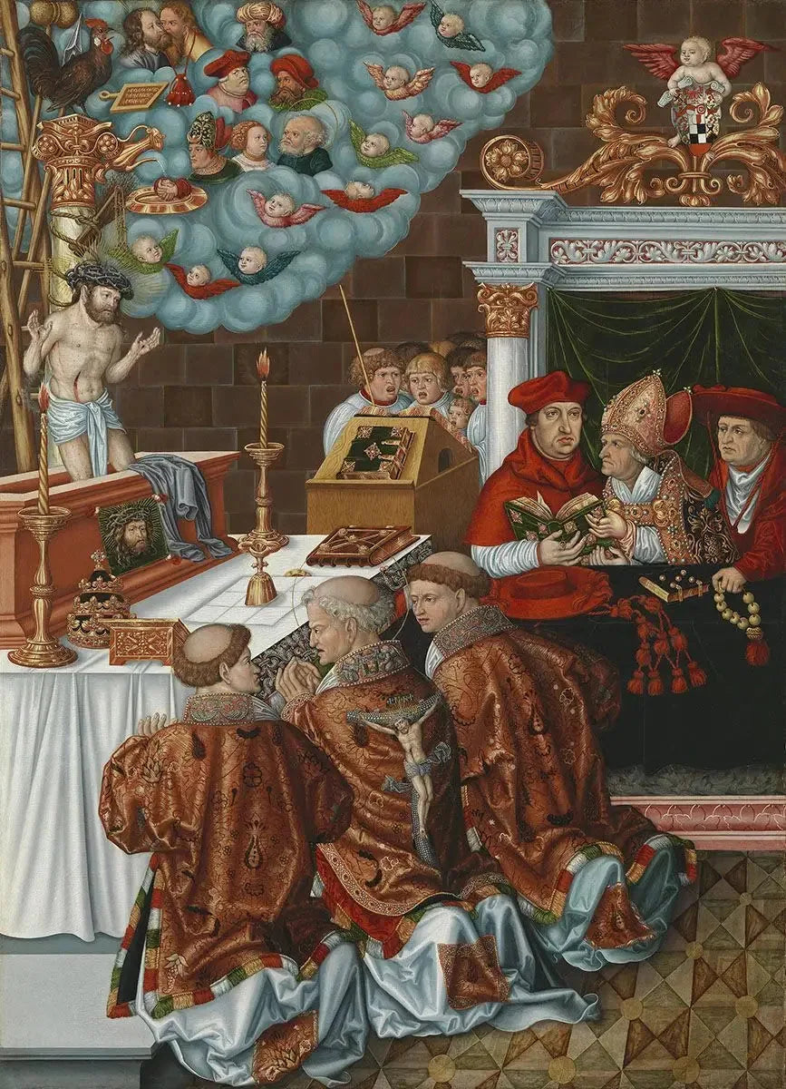 Pyhän Gregorion messu kardinaali Albrecht von Brandenburgin kanssa - Lucas Cranach vanhempi