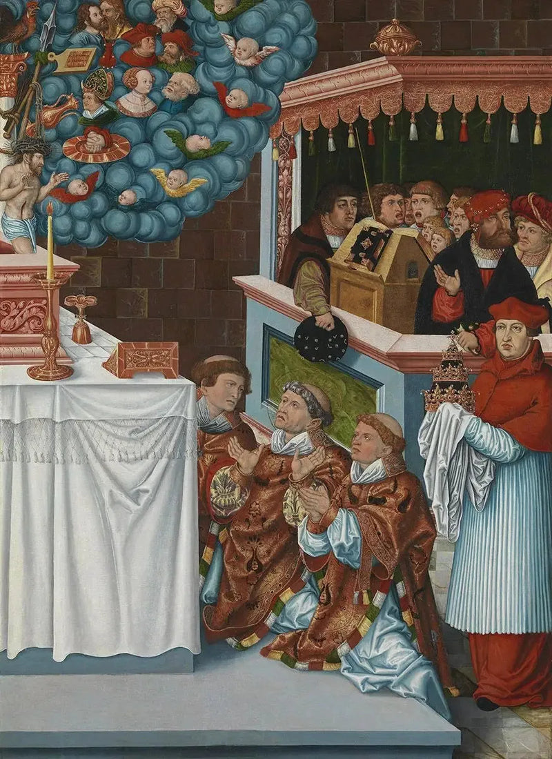 Pyhän Gregorion messu kardinaali Albrecht von Brandenburgin kanssa - Lucas Cranach vanhempi