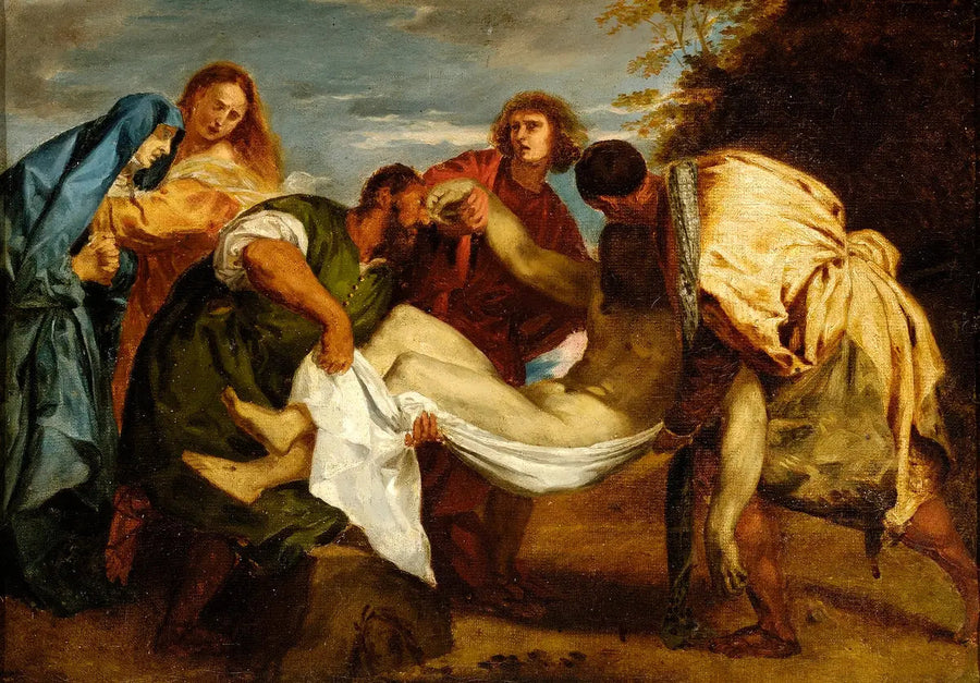 Hautaaminen Titienin mukaan - Eugène Delacroix