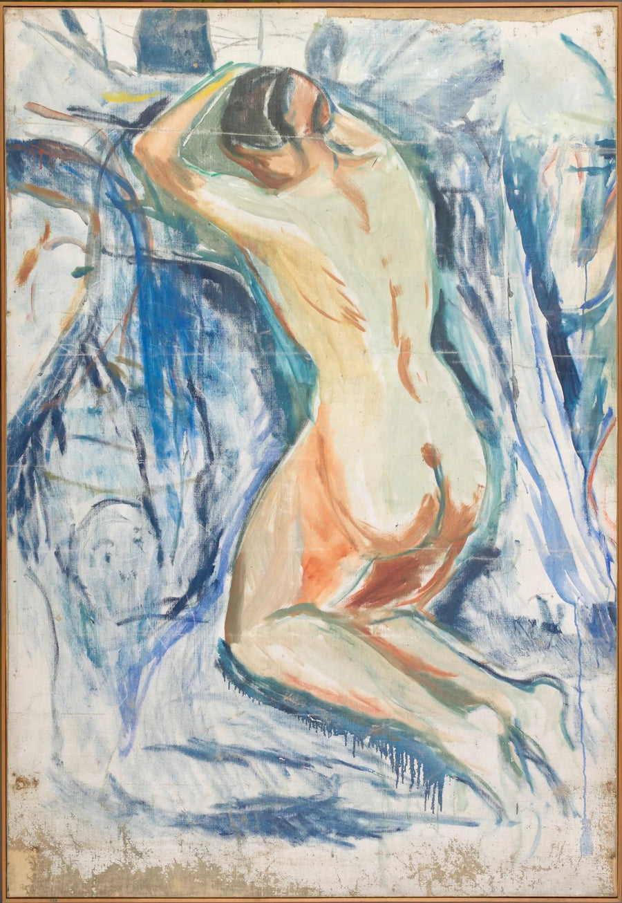Inhimillinen vuori: polvillaan oleva alaston - Edvard Munch